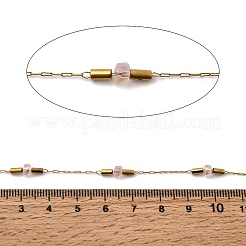 Handmade 304 Stainless Steel Chains with Faceted Rondelle Glass Beads&nbsp;CHS-K020-19G