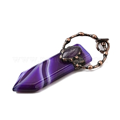 Dyed Natural Purple Banded Agate & Amethyst Sword Shape Big Pendants&nbsp;G-Q350-07L