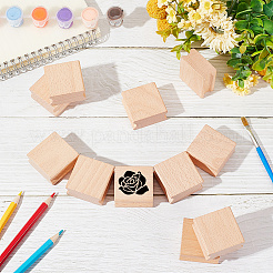 Unfinished Beech Wooden Grooved Square Shape&nbsp;WOOD-WH0124-25