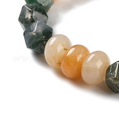 Natural Topaz Jade and Natural Moss Agate Beaded Stretch Bracelets for Women Men&nbsp;BJEW-C081-04