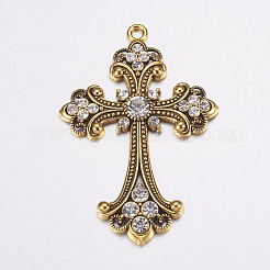 Alloy Rhinestone Cross Big Pendants&nbsp;ALRI-1475-AG-RS
