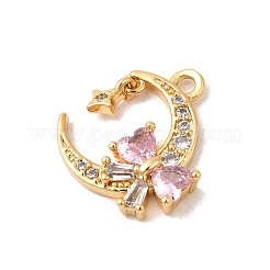 Brass Pave Pink and Clear Cubic Zirconia Pendants&nbsp;KK-P340-54G