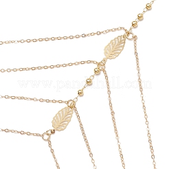 Leaf 304 Stainless Steel Multi Layered Link ChainToe Ring Anklets for Women&nbsp;AJEW-AN00666