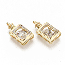Brass Micro Pave Clear Cubic Zirconia Pendants&nbsp;ZIRC-T011-17G-NF