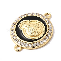 Brass Micro Pave Clear Cubic Zirconia with Enamel Religion Connector Charms&nbsp;KK-A296-14G-02