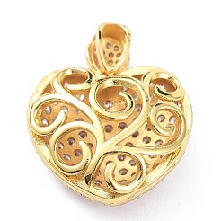 Brass Micro Pave Clear Cubic Zirconia Pendants&nbsp;ZIRC-P085-28G