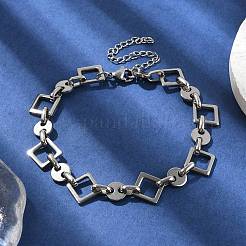 304 Stainless Steel Rhombus Link Chains Bracelets for Men & Women&nbsp;BJEW-D042-28P