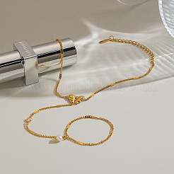304 Stainless Steel Bowknot Hand Chain Ring Bracelets for Women&nbsp;OJ9238