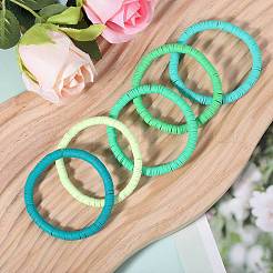 20Pcs 5 Colors Polymer Clay Heishi Surfer Stretch Bracelets Set&nbsp;BJEW-SW00132