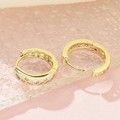 Brass Micro Pave Clear Cubic Zirconia Hoop Earrings&nbsp;EJEW-C122-01G