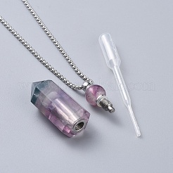 Natural Gemstone Perfume Bottle Pendant Necklaces&nbsp;NJEW-F251-09P