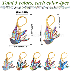 20Pcs 5 Colors Brid Theme Alloy Enamel Pendant Locking Stitch Markers&nbsp;HJEW-SC00084