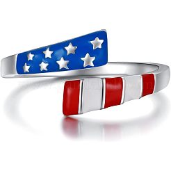 Independence Day American Flag Pattern Alloy Enamel Cuff Rings&nbsp;FS-WGD328B-01