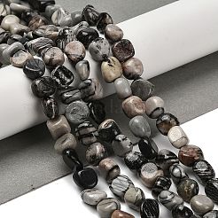 Natural Black Netstone Beads Strands&nbsp;G-P497-01E-73
