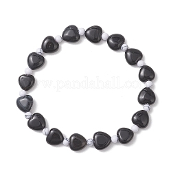 2Pcs Natural Howlite & Black Onyx Beaded Stretch Bracelets for Couple&nbsp;BJEW-JB13371