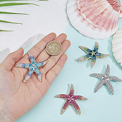 4Pcs 4 Colors Starfish Alloy Lapel Pin Brooches for Backpack Clothes&nbsp;JEWB-CY0001-08