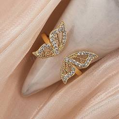 Butterfly Clear Cubic Zirconia Cuff Ring&nbsp;RJEW-SZ0001-13