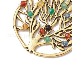 Faceted Round Dyed Natural Agate Copper Wire Wrapped Pendants&nbsp;PALLOY-JF02634