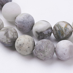 Natural Bamboo Leaf Agate Beads Strands&nbsp;G-J376-13F-8mm