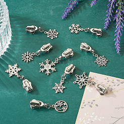 18Pcs 9 Styles Alloy Replacement Zipper Head with Snowflake Tibetan Style Alloy Pendants&nbsp;PALLOY-TAC0158