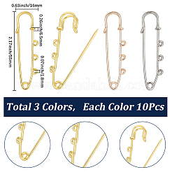 30Pcs 3 Colors Iron Safety Pin Brooch&nbsp;IFIN-SC0002-11