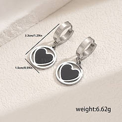 201 Stainless Steel Flat Round with Hollow Heart Hoop Earrings Daily Holiday Accessories&nbsp;OM1741-3