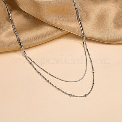 Non-Tarnish 304 Stainless Steel Double-Layer Necklace&nbsp;LS-NJEW-Q321-01P