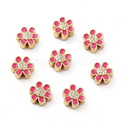 Flower Brass Micro Pave Clear Cubic Zirconia Beads&nbsp;KK-G419-06G