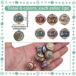 6Pcs 6 Colors Handmade Indonesia Beads&nbsp;IPDL-SP0001-02