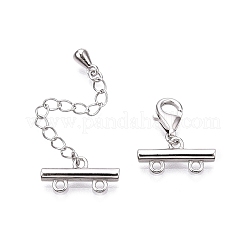 Anti-Tarnish Rhodium Plated 925 Sterling Silver Necklace Layering Clasps&nbsp;STER-N016-13P