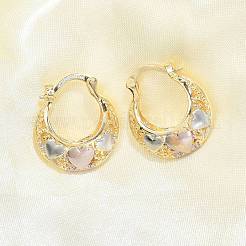 Brass Two Tone Hoop Earrings&nbsp;EJEW-B117-05