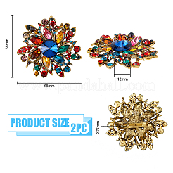 2Pcs 2 Colors Rhinestone Flower Brooch Pin&nbsp;JEWB-HY0001-20