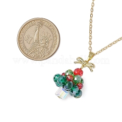 Christmas Tree Glass Beaded Pendant Necklaces&nbsp;NJEW-TA00174