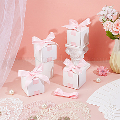 Square Paper Wedding Candy Storage Boxes with Ribbon&nbsp;AJEW-WH0609-744B
