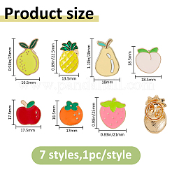 7Pcs 7 Styles Fruit Theme Alloy Enamel Lapel Pin Backs for Backpack Clothes&nbsp;JEWB-FH0002-88