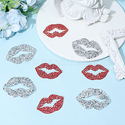 12Pcs 2 Colors Lip Hotfix Resin Rhinestone (Hot Melt Adhesive On The Back)&nbsp;DIY-GF0011-60