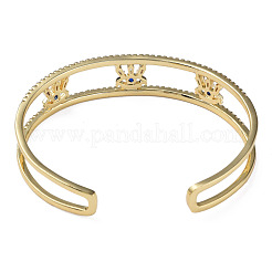 Cubic Zirconia Evil Eye Open Cuff Bangle&nbsp;BJEW-N012-038