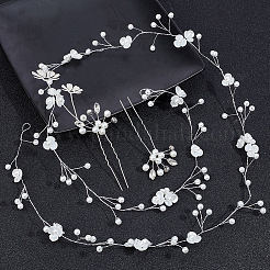 1Pc Wedding Bridal Flower Pearl Headband Hair Vine&nbsp;OHAR-GO0001-07