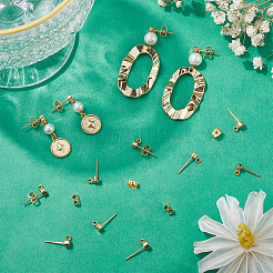 20Pcs Flat Round Brass Stud Earring Findings&nbsp;KK-BBC0013-96A