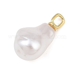 Brass & ABS Plastic Imitation Pearl Pendants&nbsp;PL-CBAFE9C-03