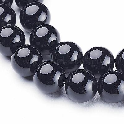 Natural Black Onyx Round Beads Strands&nbsp;GSR12mmC097-1