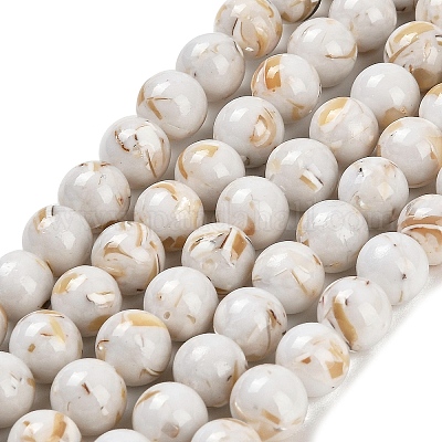 Assembled Synthetic Stone and Trochus Shell Beads Strands&nbsp;G-B128-08C-01-1