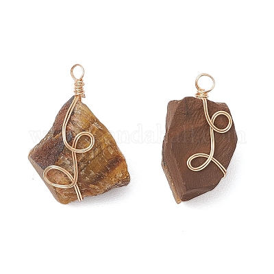 Raw Rough Gemstone Copper Wire Wrapped Pendants&nbsp;PALLOY-JF03028-1