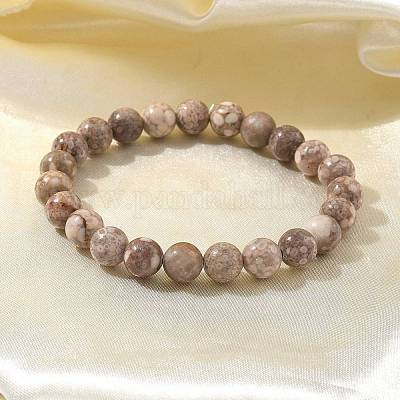 Natural Maifanite/Maifan Stone Bead Stretch Bracelets&nbsp;BJEW-K212-B-044-1