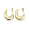 Brass Stud Earrings, Half Hoop Earrings, Long-Lasting Plated, Lead Free & Cadmium Free, Real 18K Gold Plated, 25.5x9.5mm