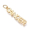 Brass Pendants, with Jump Rings, Cadmium Free & Lead Free, Long-Lasting Plated, Constellation/Zodiac Sign, Word, Cancer, 34x7x2mm, Hole: 4.5mm