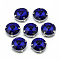Sew on Rhinestone, Multi-strand Links, Glass Rhinestone, with Brass Prong Settings, Garments Accessories, Faceted, Flat Round, Platinum, Royal Blue, 13x7.5mm, Hole: 0.8~1mm