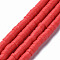 Handmade Polymer Clay Beads, Disc/Flat Round, Heishi Beads, Red, 4x1mm, Hole: 1mm, about 380~400pcs/strand, 17.7 inch