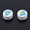 Handmade Polymer Clay Beads, Flat Round, Lightning Pattern, 9~9.5x4.5~5mm, Hole: 1.6mm