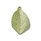 Painting Alloy Pendants, Leaf, Yellow Green, 31.5x19x4.5mm, Hole: 1.2mm